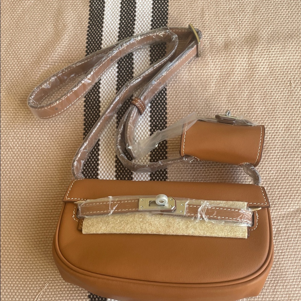 Mini Real Leather Brown/Gold Shoulder/ Crossbody Bag